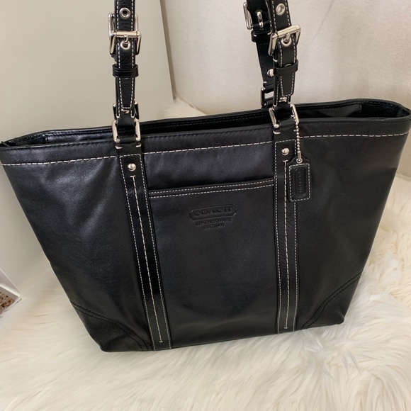 Coach Handbags - Coach East West black leather tote. Pre loved